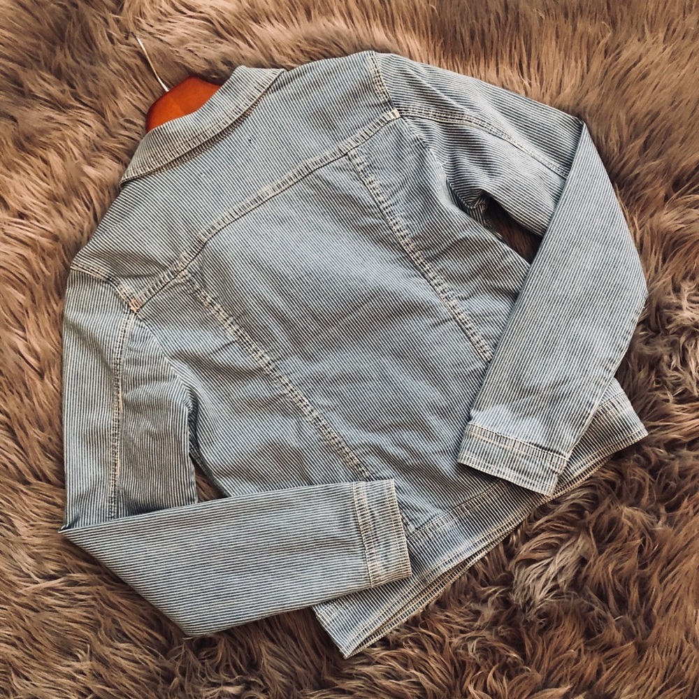 NWT Max Jeans Railroad-Striped Denim Jacket (S) - Picture 5 of 8